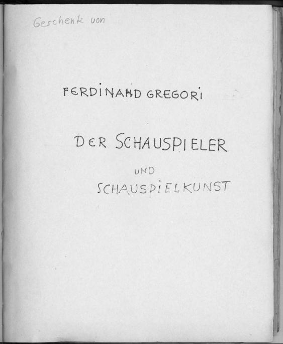 Der Schauspieler und Schauspielkunst