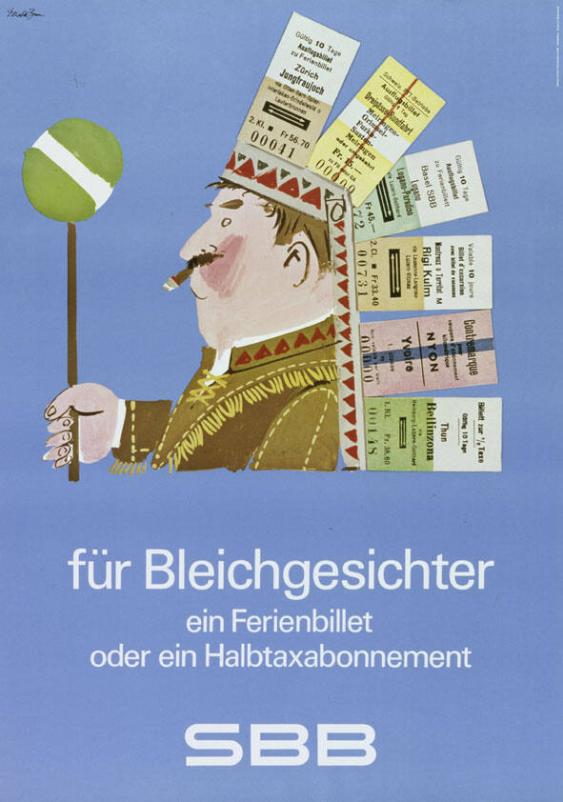 Für Bleichgesichter ein Ferienbillet oder ein Halbtaxabonnement - SBB