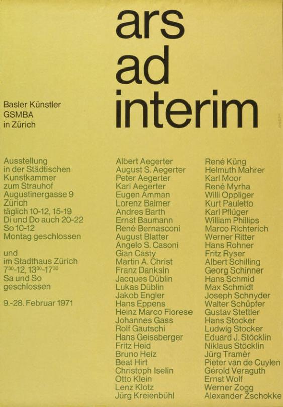 Ars ad interim - Basler Künstler GSMBA in Zürich - Ausstellung in der städtischen Kunstkammer zum Strauhof